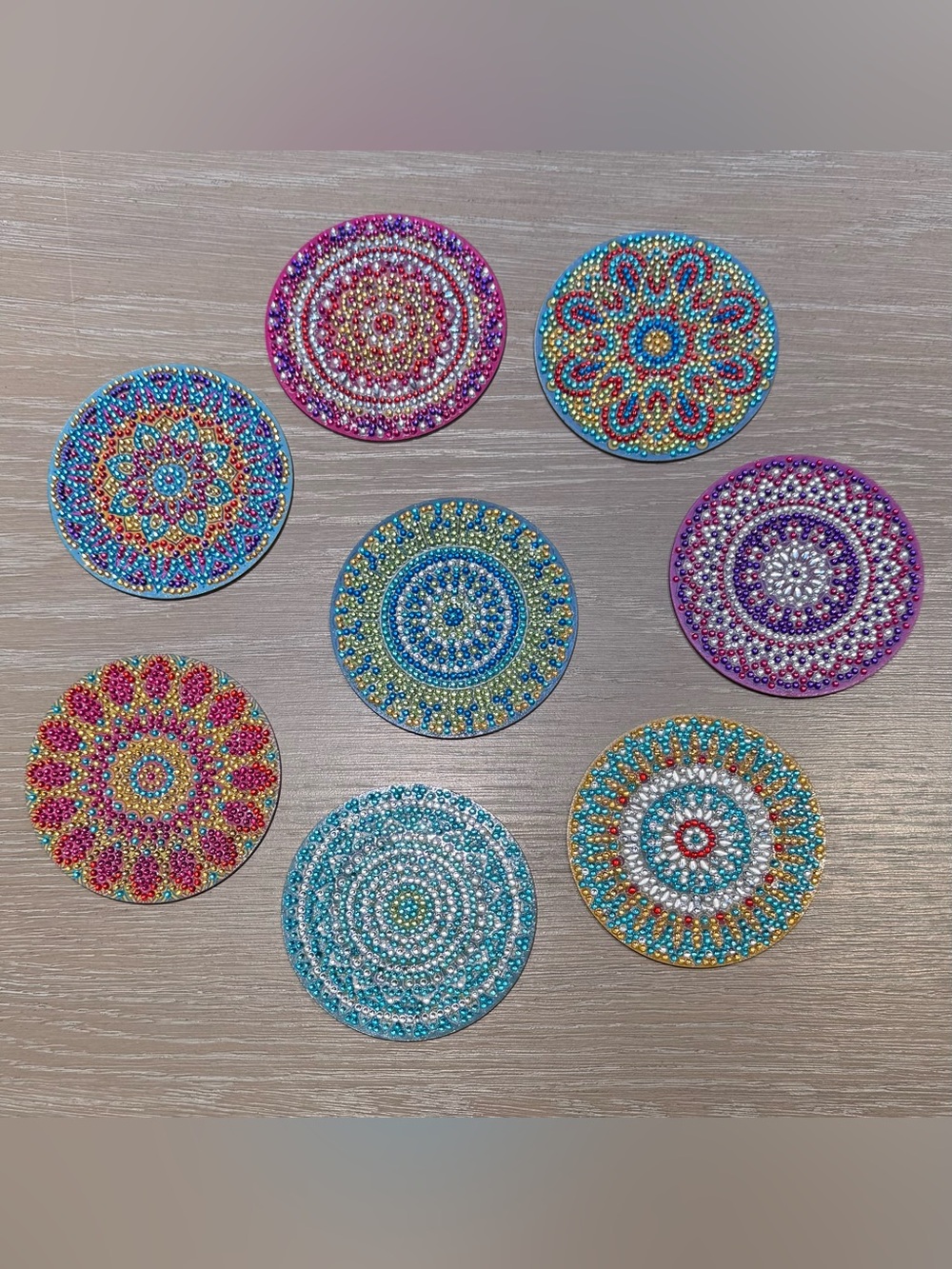 Rhinestone Multicolor Mandala Coasters